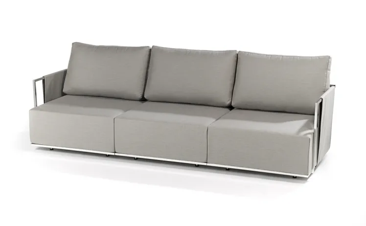 Gartenbank FISCHER �Suite Lounge 3er Sofa canvas� Edelstahl poliert